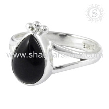 Scenic Black Onyx Gemstone Silver Ring en gros Jaipur 925 Bijoux en argent sterling Bijoux en argent faits à la main en argent